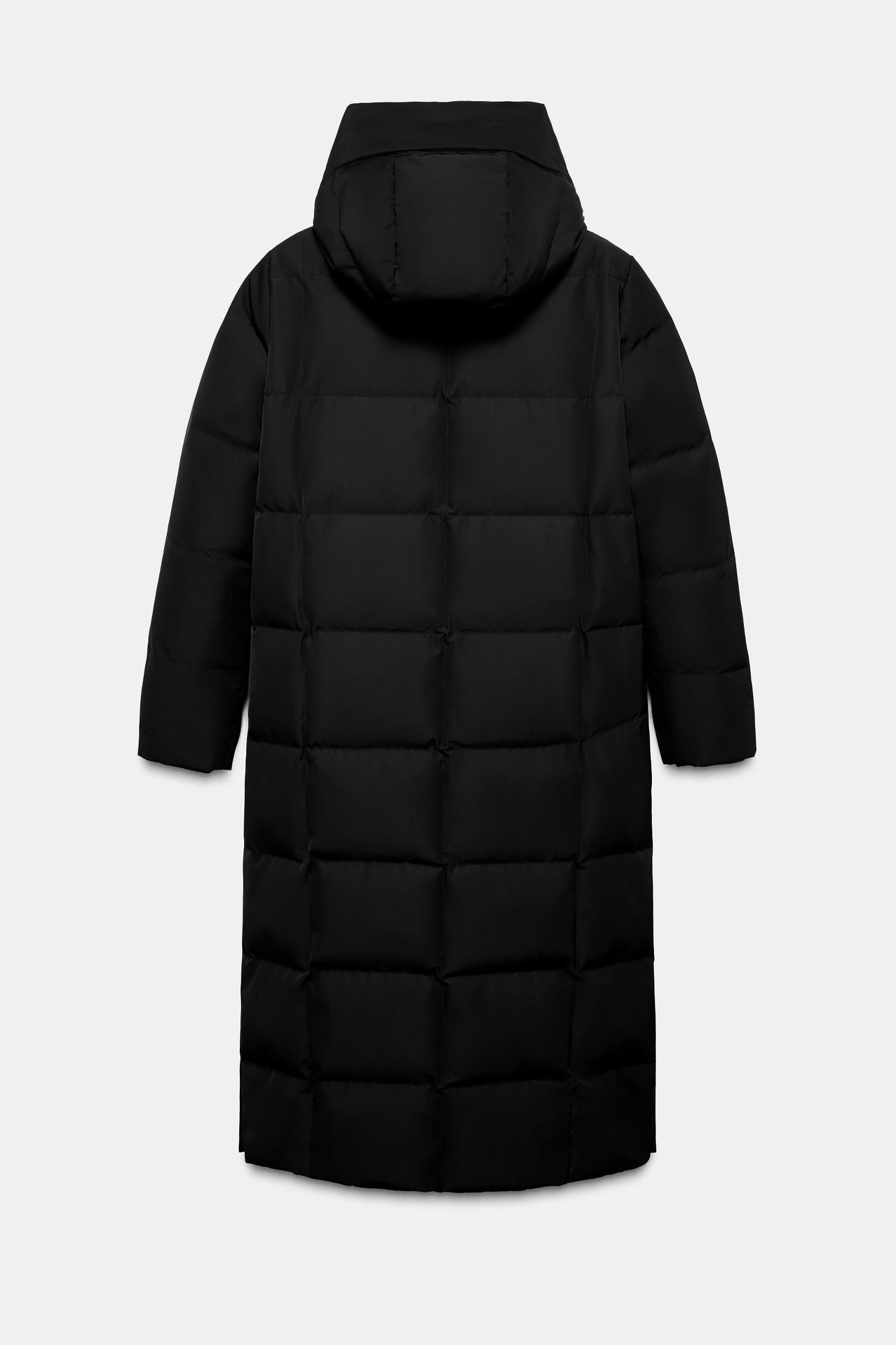 LONG QUILTED ANORAK 70% DOWN 30% FEATHER HOODIE WATER-REPELLENT WINDPROOF Product Image