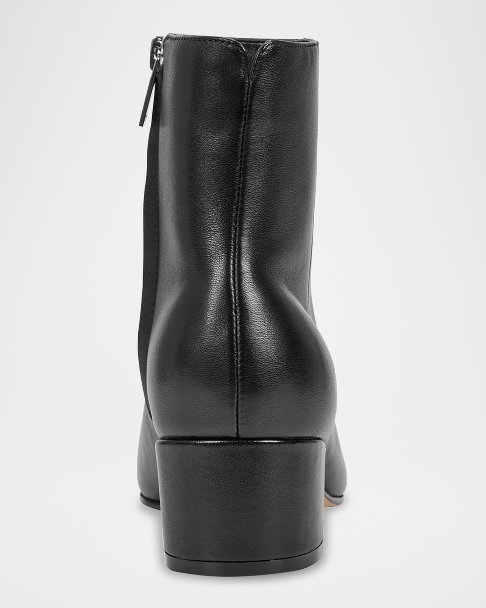 Leonna Leather Block-Heel Ankle Booties Product Image