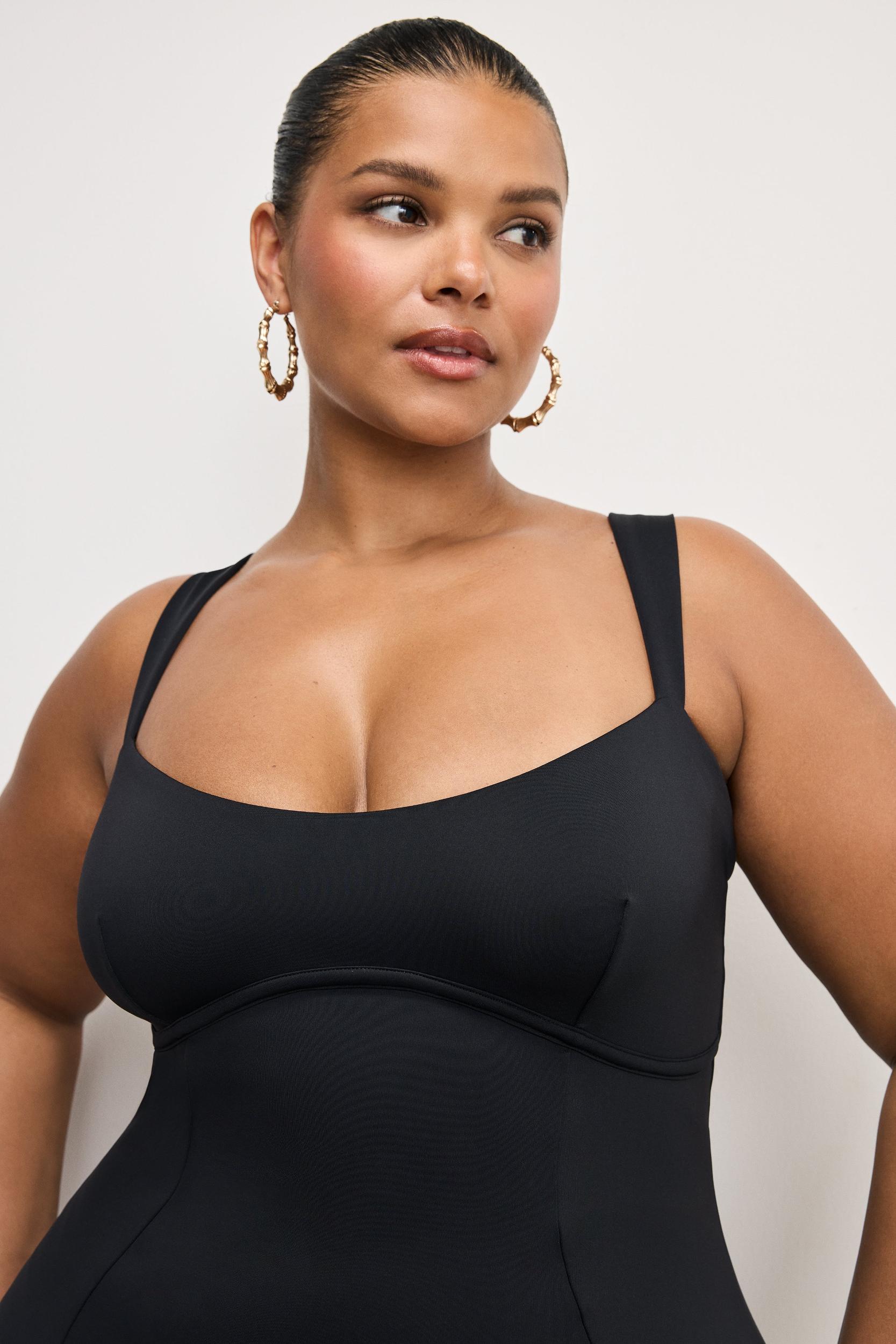 SCUBA SWEETHEART MIDI DRESS | BLACK001 Product Image