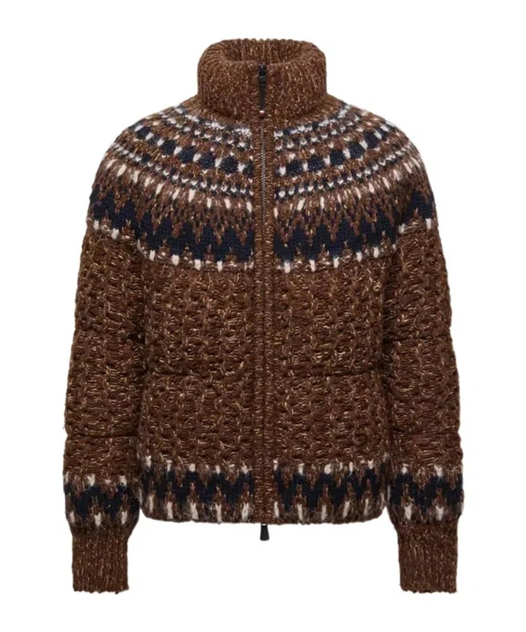 MONCLER Indren Wool Blend Down Jacket In Brown Product Image