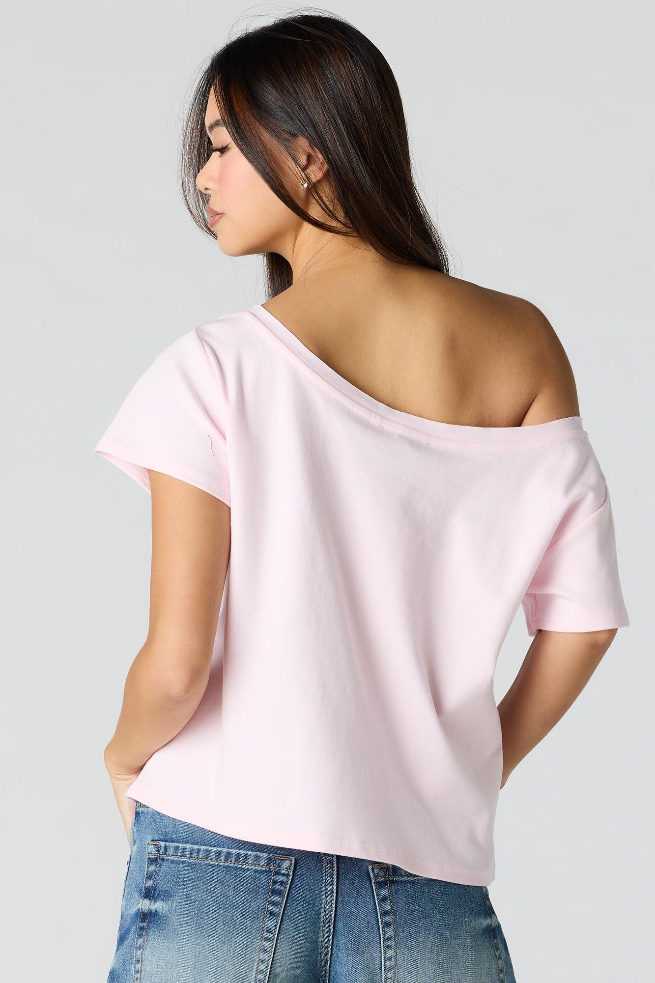 Luxe Heavy Cotton Off-Shoulder T-Shirt Female Product Image