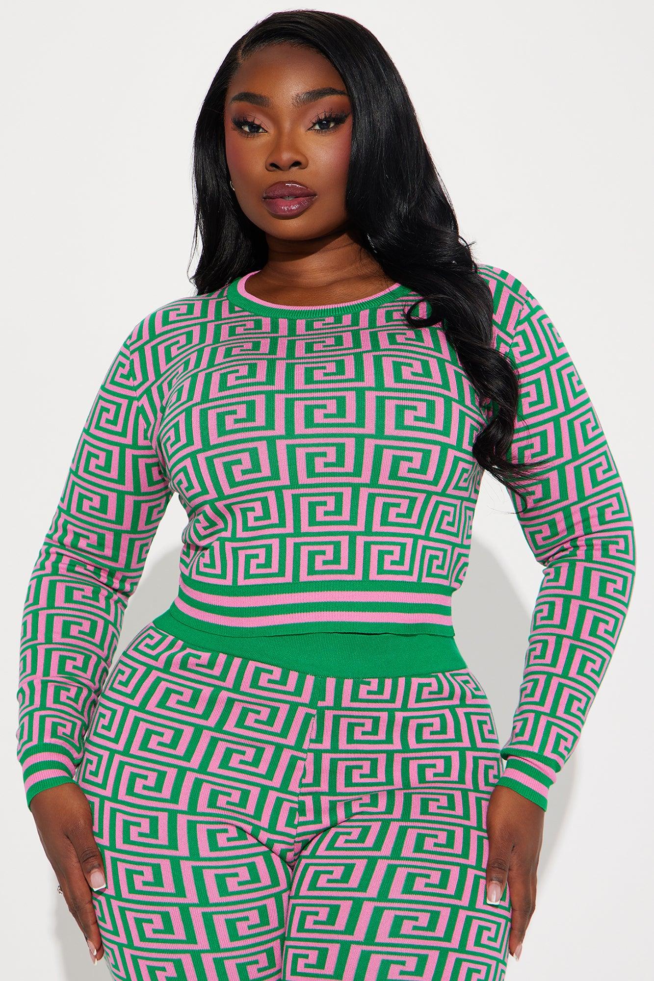 Farrah Sweater Pant Set - Green/combo Female Product Image