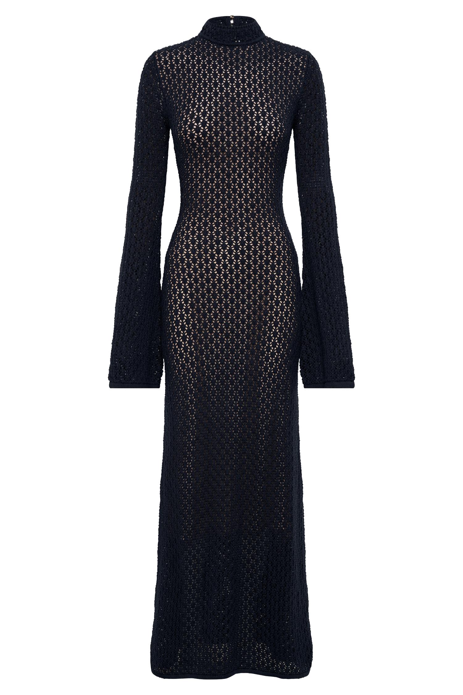 Julia Crochet Open Back Maxi Dress - Navy Product Image