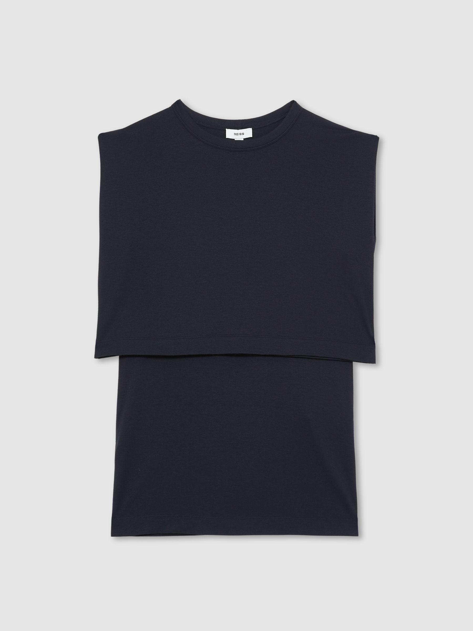 Double-Layer Sleeveless Top in Navy Product Image