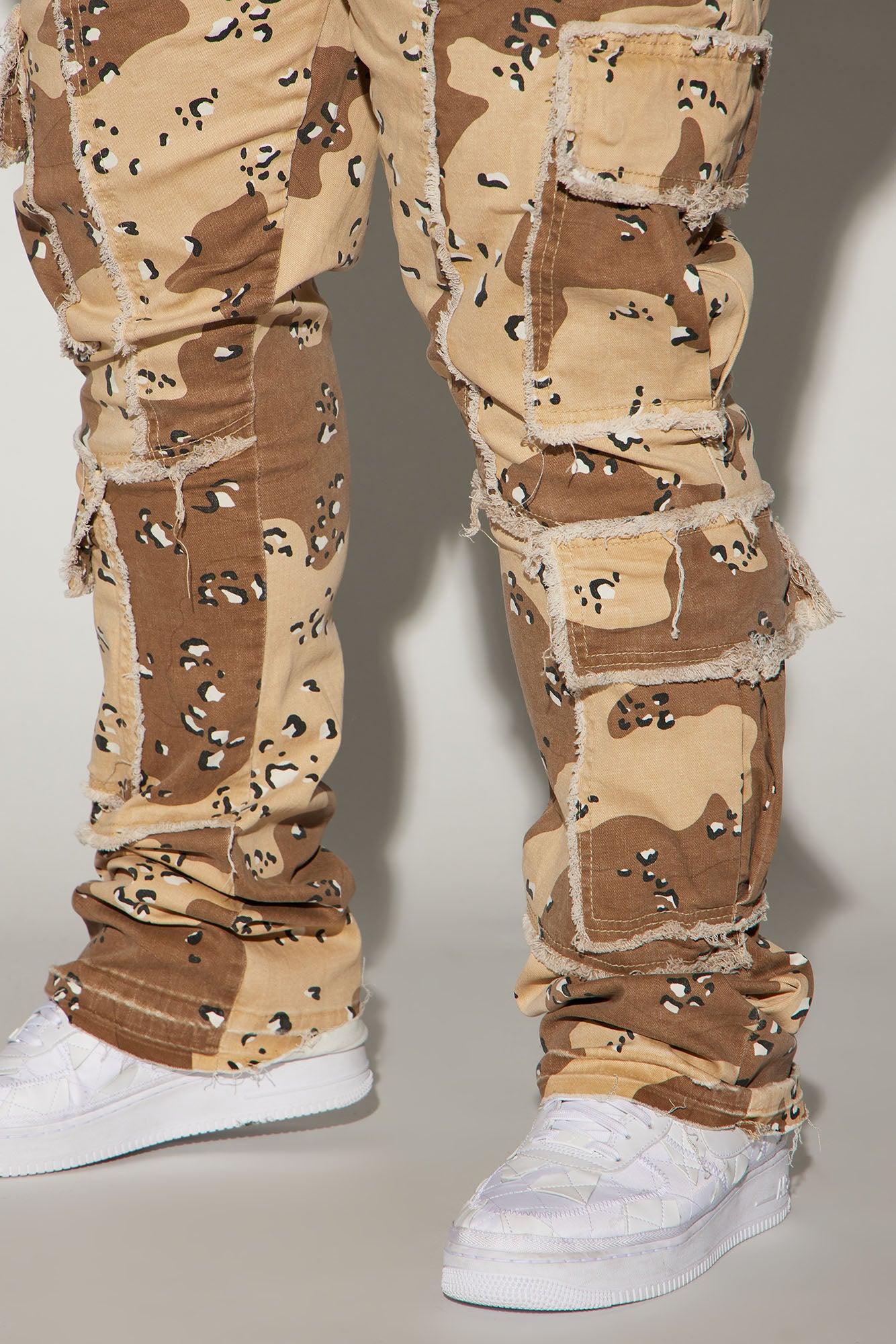 Shout Out Fray Stacked Skinny Flare Pants - Brown/combo Product Image