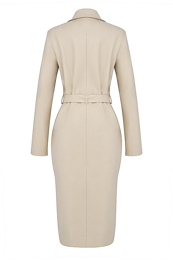 Ariel  beige vegan leather trench coat - sale Product Image