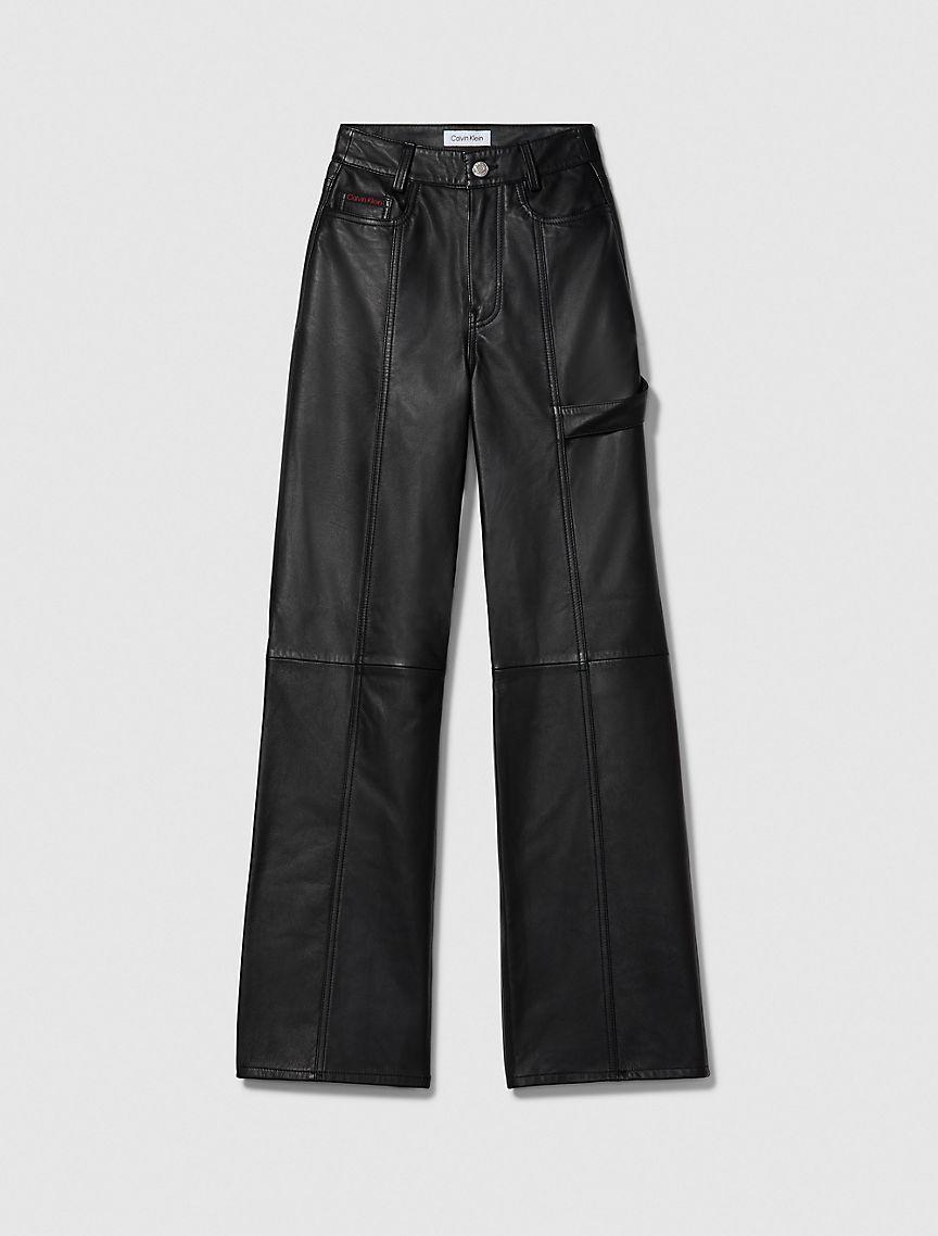 Leather Wide Leg Cargo Pants Product Image