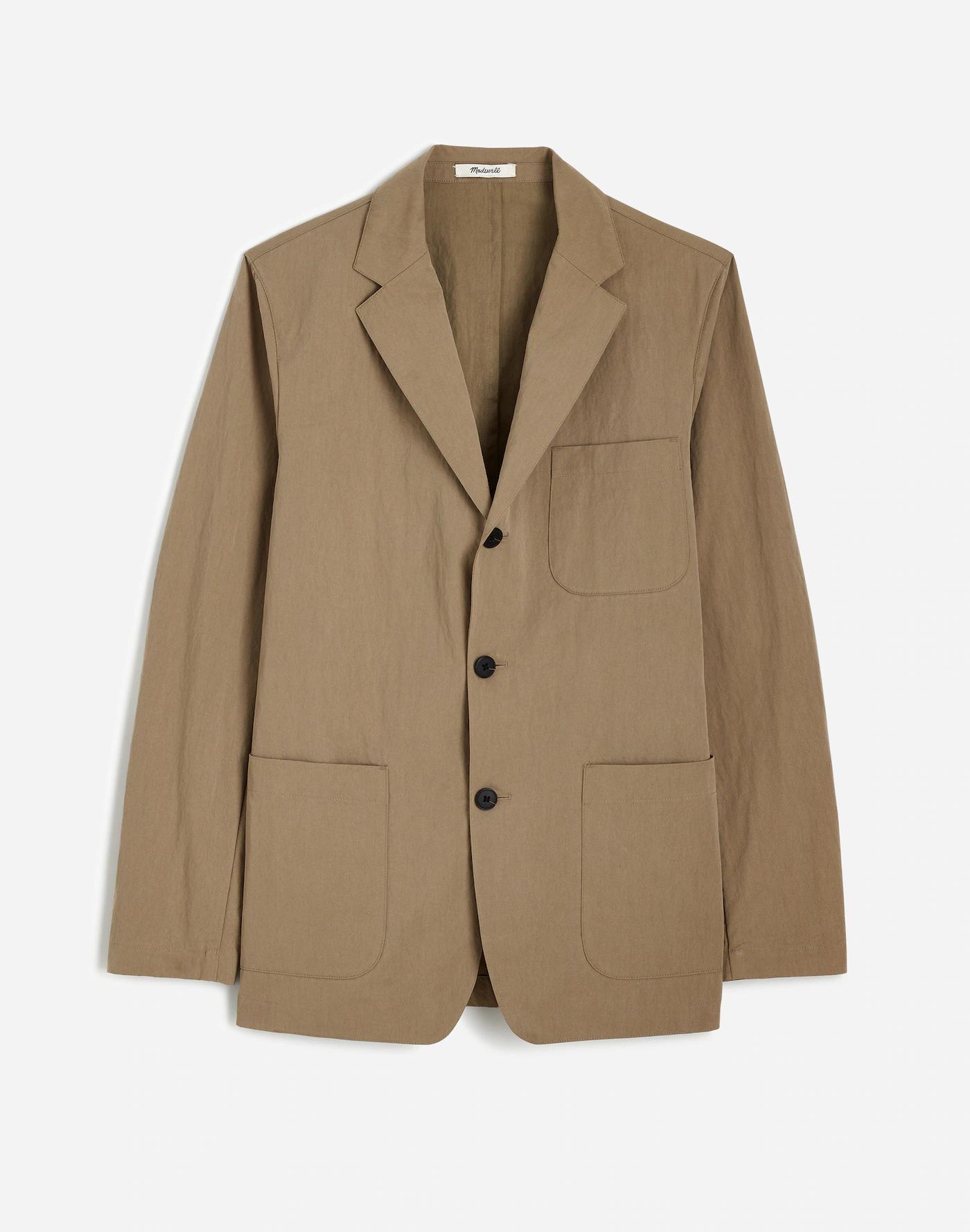 Unstructured Three-Button Blazer in Cotton Blend Product Image