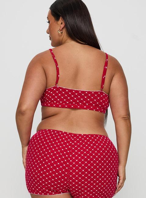 Slumber Pointelle Sleep Bralette Red Curve Product Image