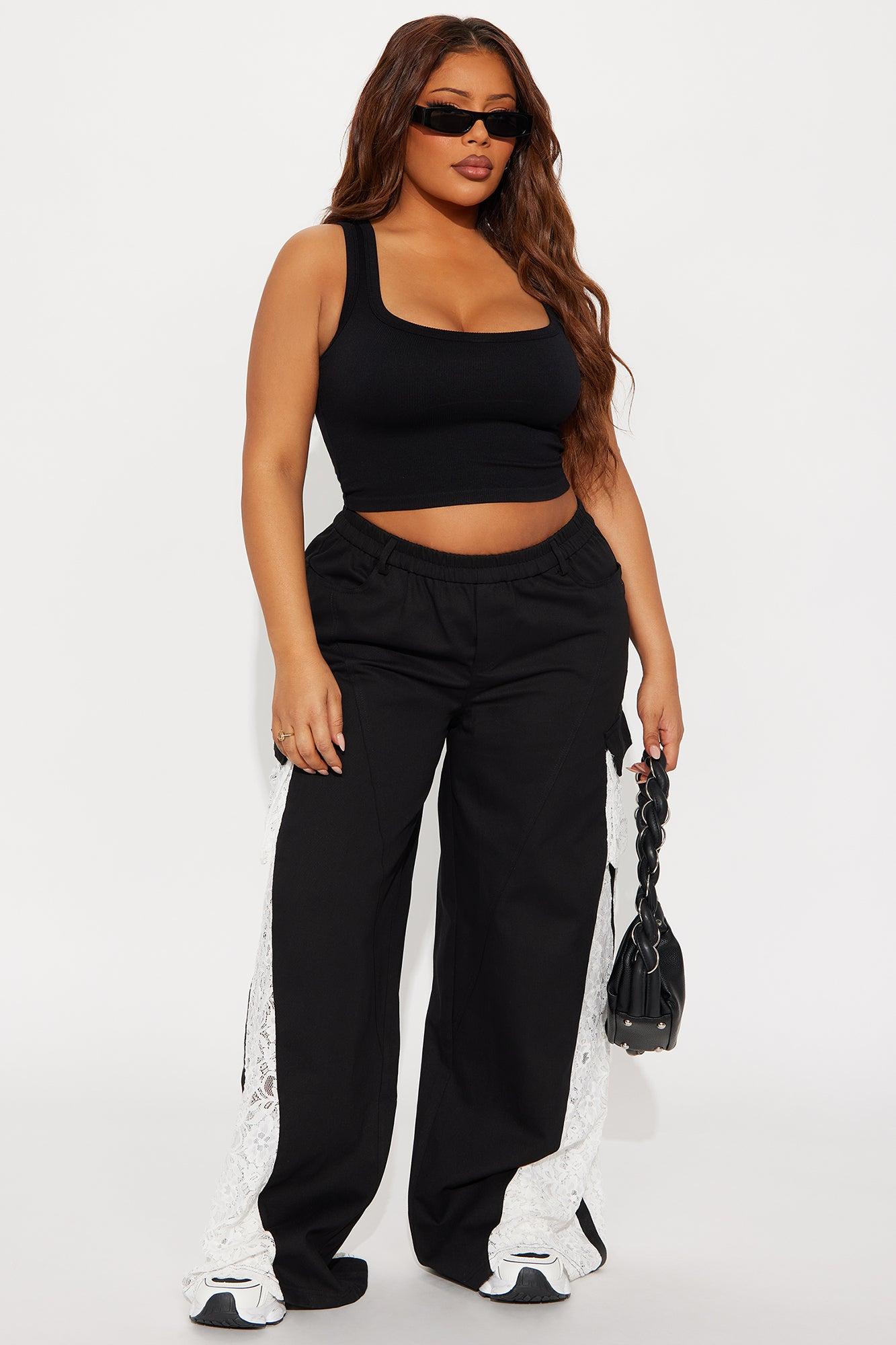 Willow Wide Leg Lace Track Pant 33″ - Black Female Product Image