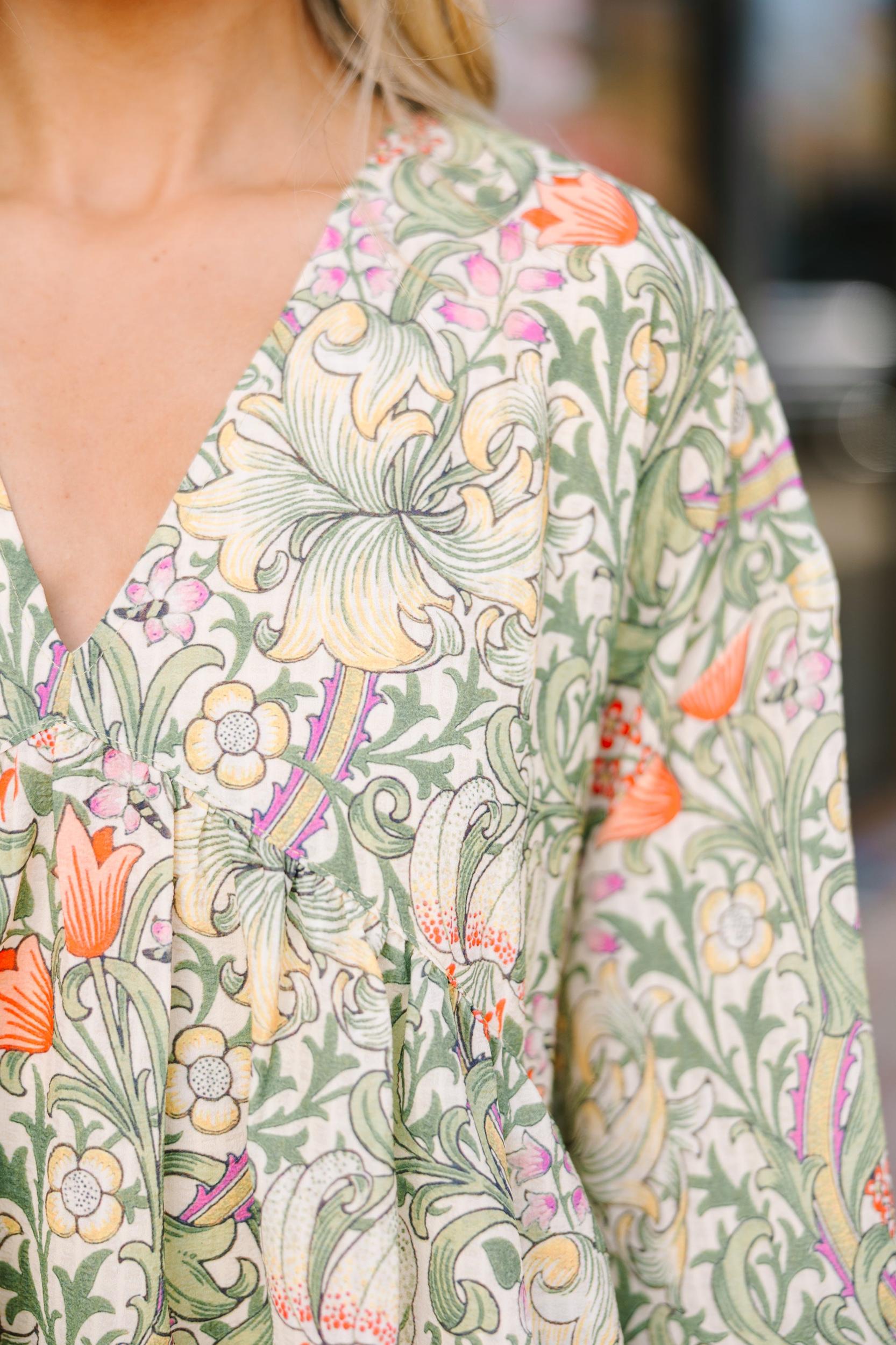 All For Love Olive Green Floral Blouse Female Product Image