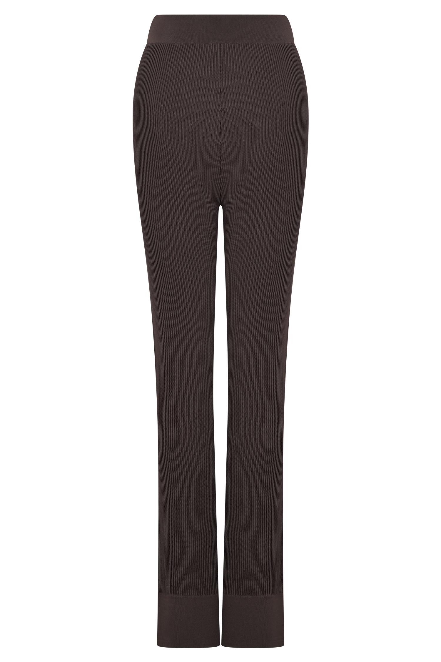 Elodie Ribbed Knit Pants - Chocolate Product Image
