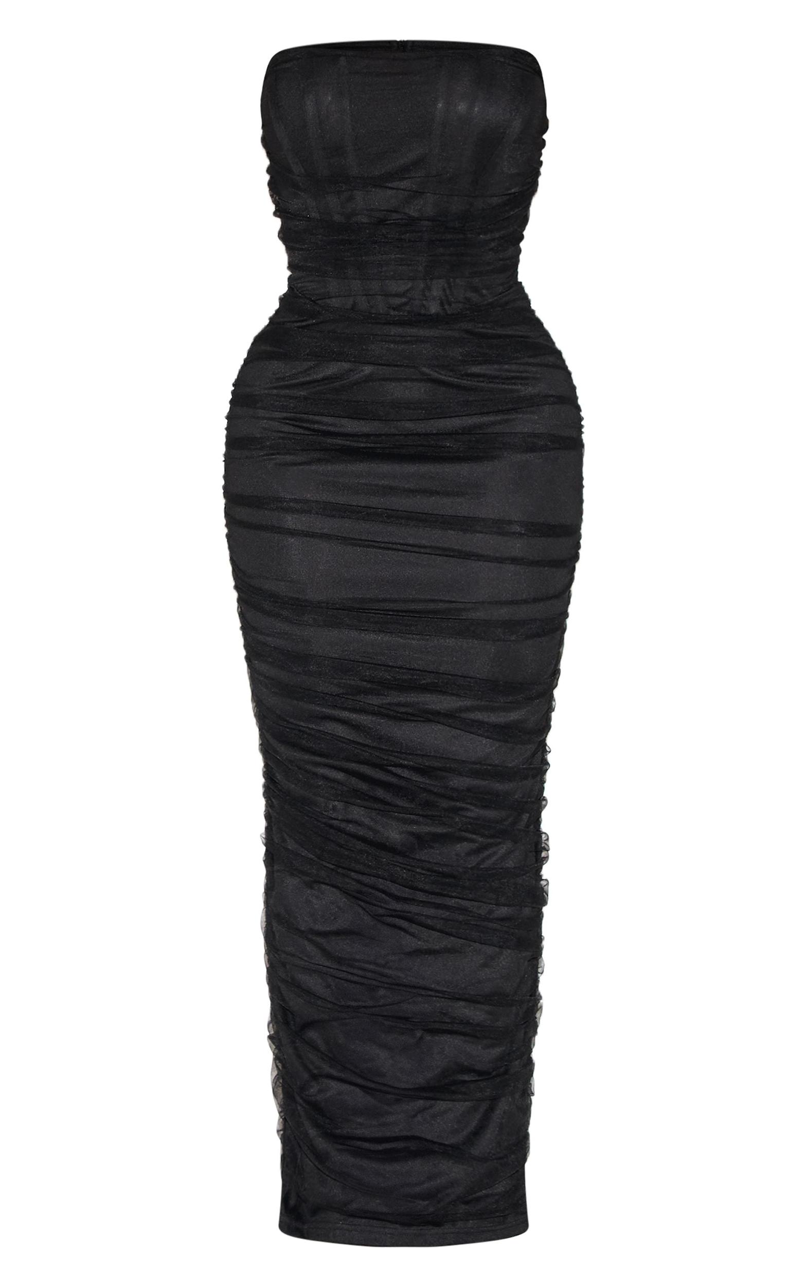 Shape Black Mesh Corset Bandeau Maxi Dress Product Image