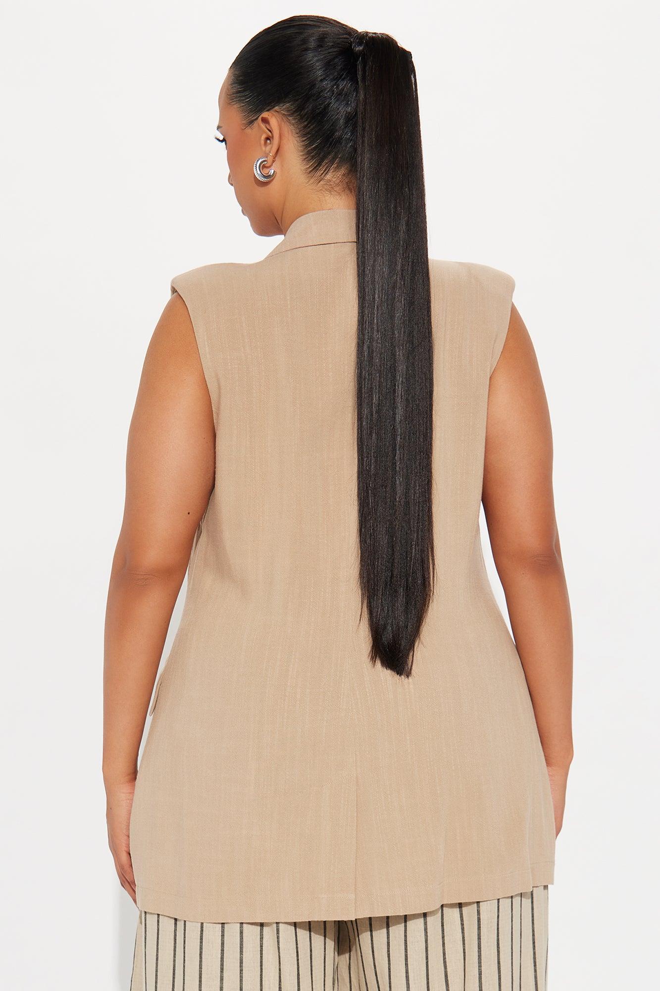 Azani Linen Vest - Taupe Product Image