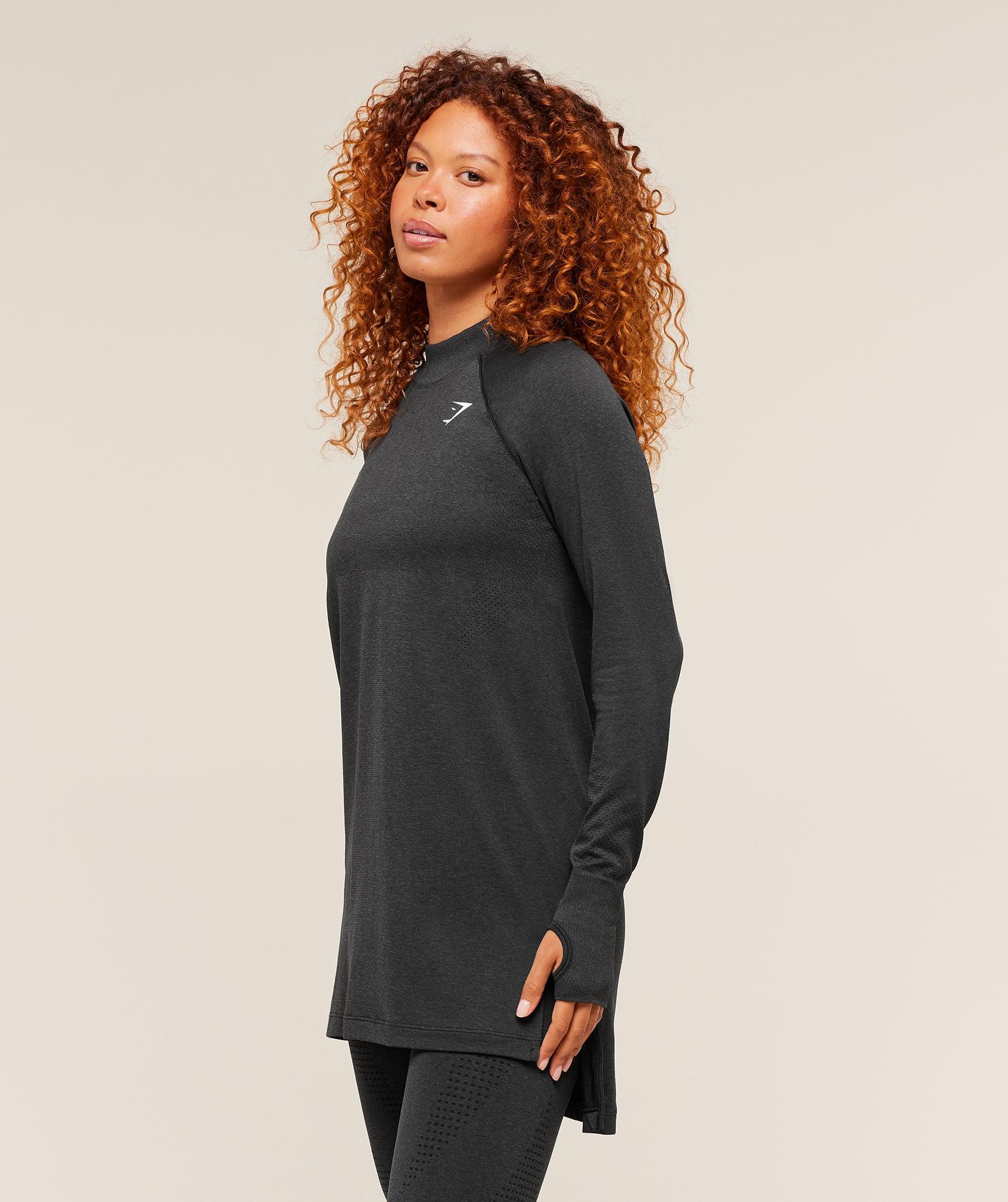 Gymshark Vital Long Line Top - Black Marl Female Product Image