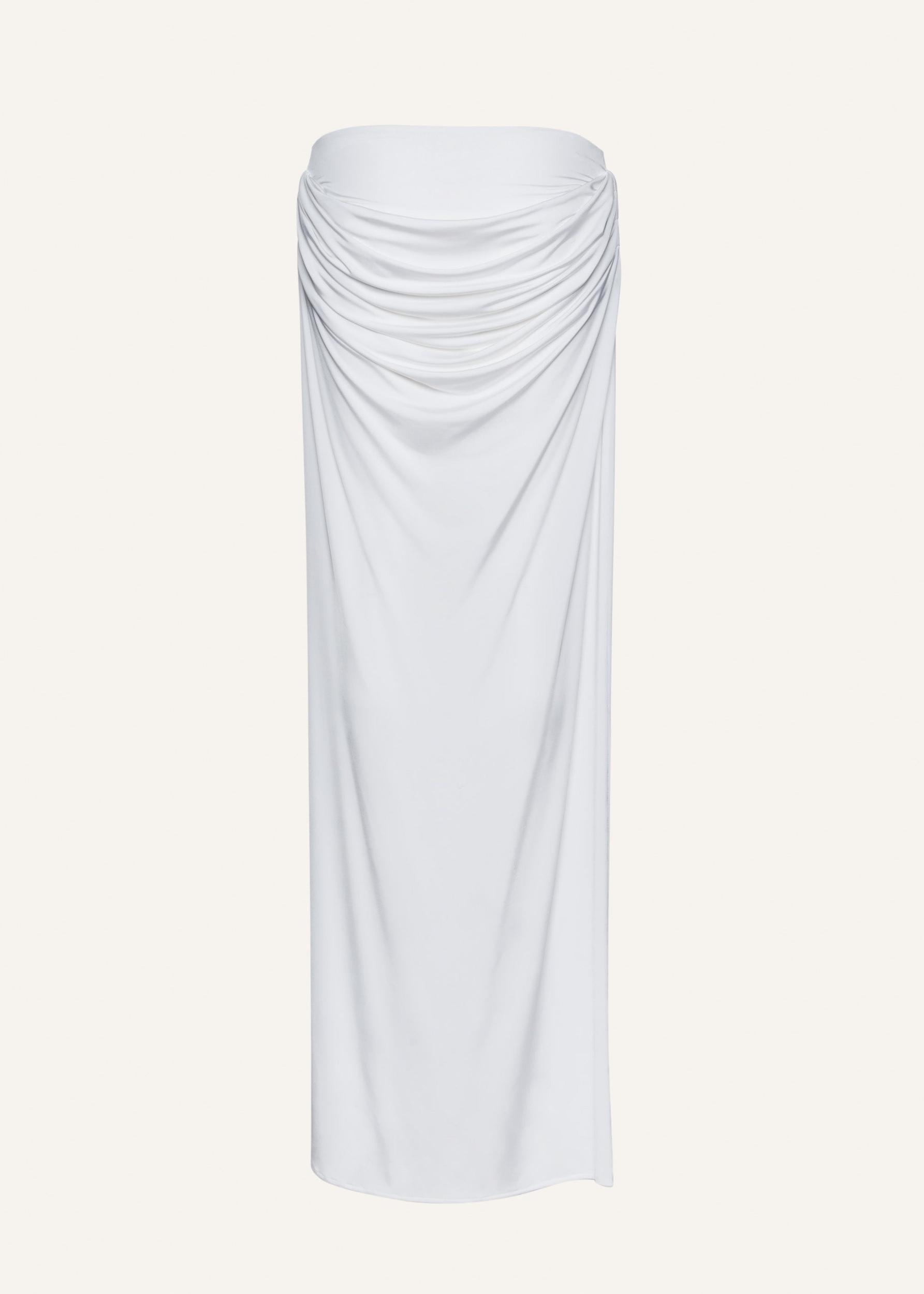 Draped low waist midi skirt in white Product Image