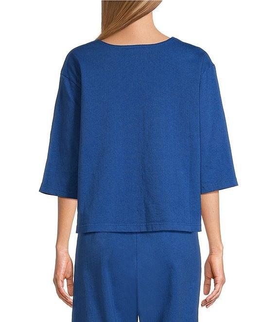Bryn Walker Cotton Jersey Round Neck 3/4 Sleeve Boxy Shirt Product Image