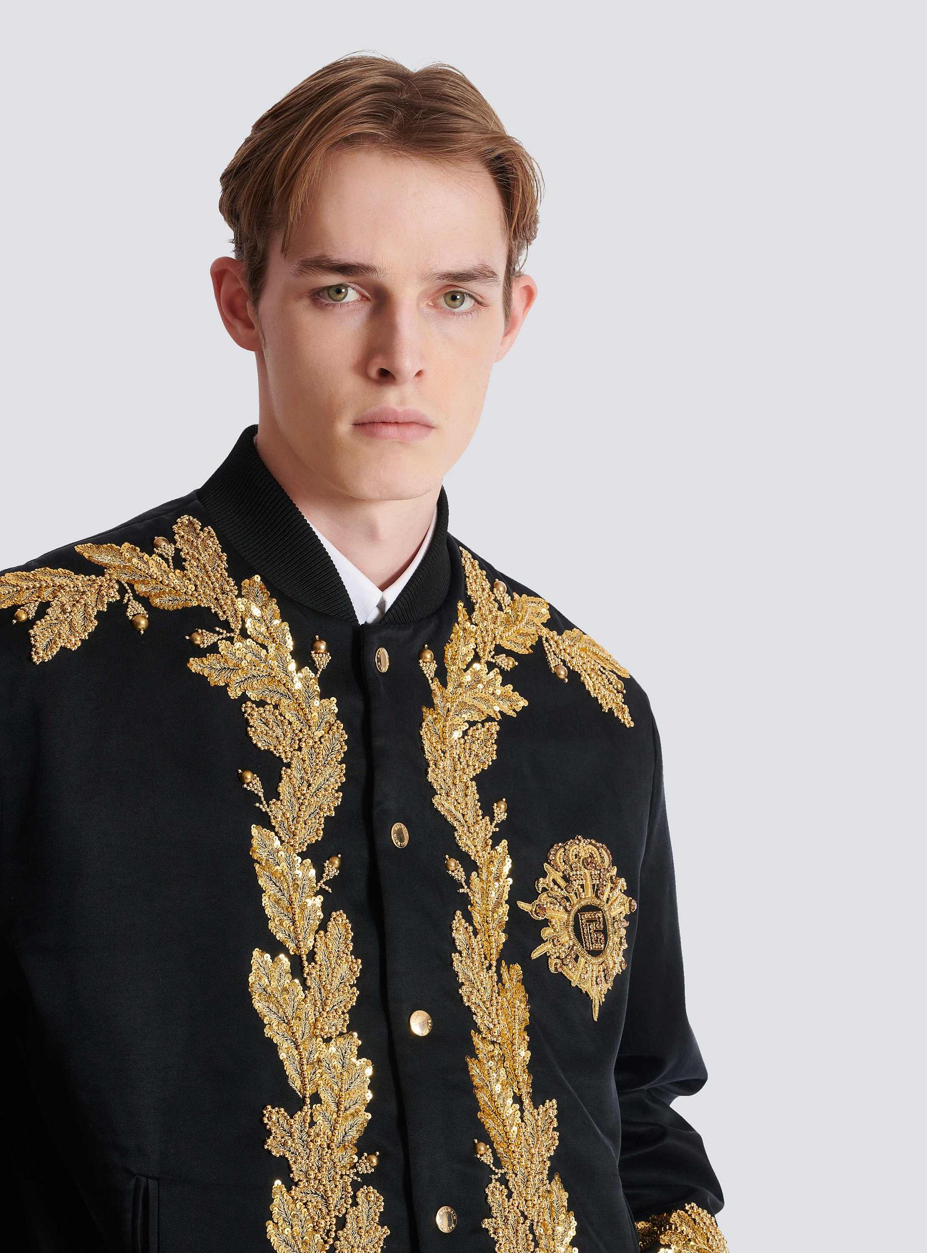 Embroidered cupro bomber jacket Product Image