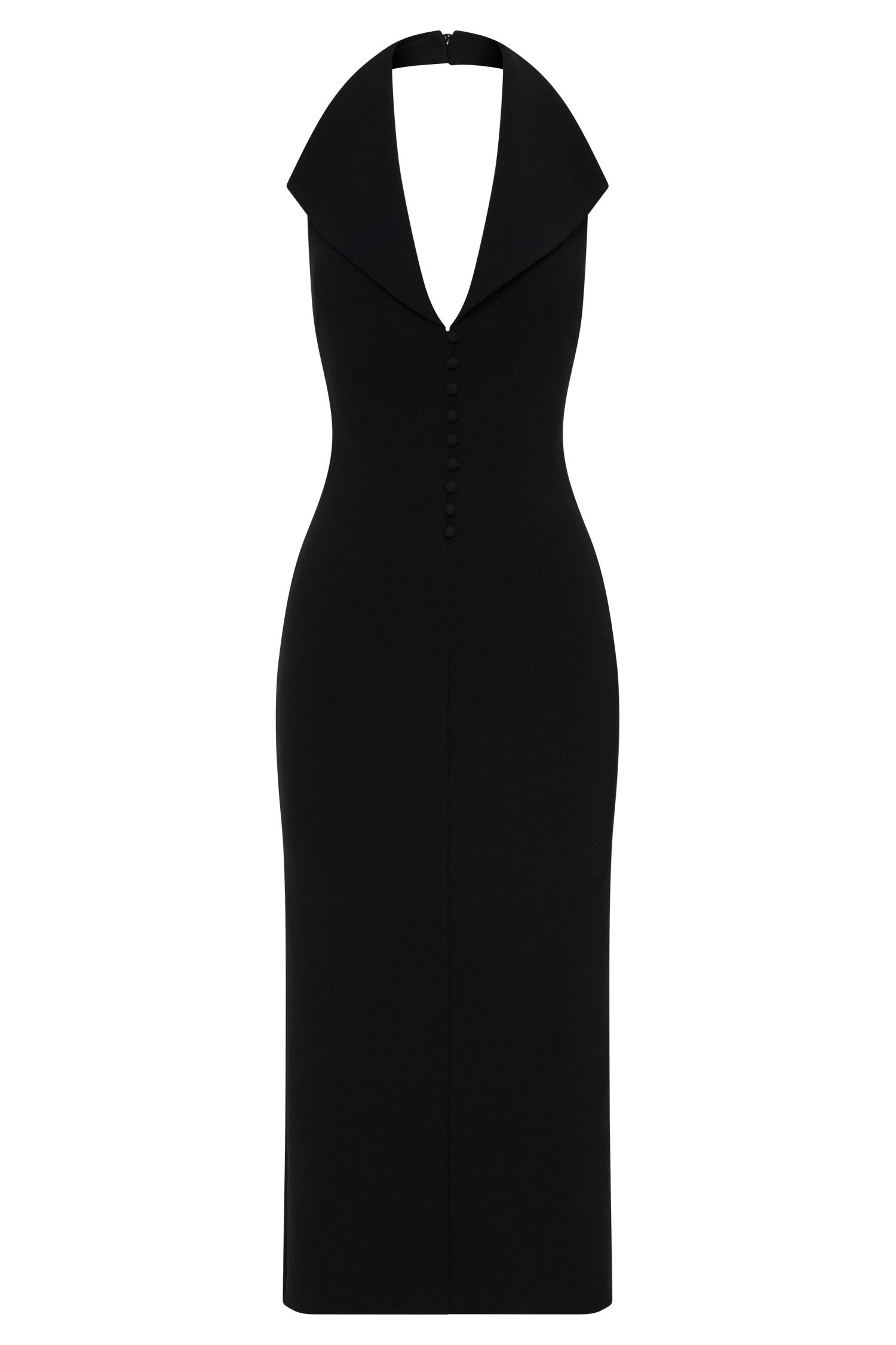 Annita Crepe Halter Midi Dress - Merlot Product Image