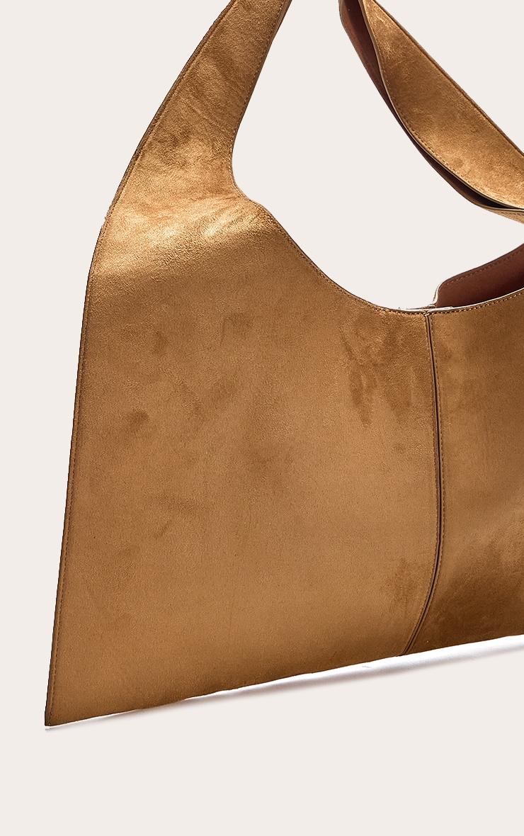  Tan Faux Suede Circle Handle Shoulder Bag Product Image