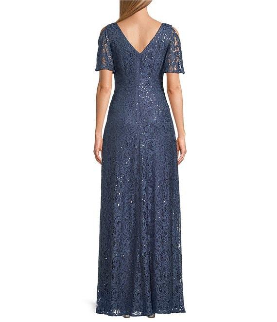 Alex Evenings Short Sleeve Stretch Sequin Lace Dress Product Image