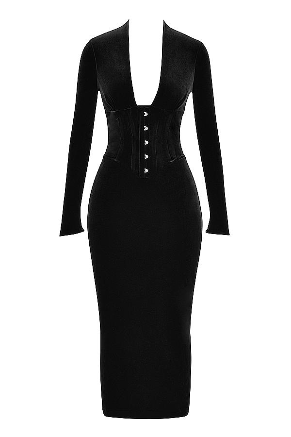 Arabella  black velvet corset dress - sale Product Image