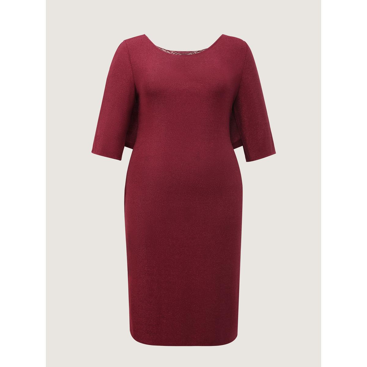 Plus Size Black Chiffon Mesh Overlap Collar Gathered Jumpsuit Women Cocktail Long Sleeve Overlap Collar Party Loose Jumpsuits BloomChic 14-16/1X Product Image