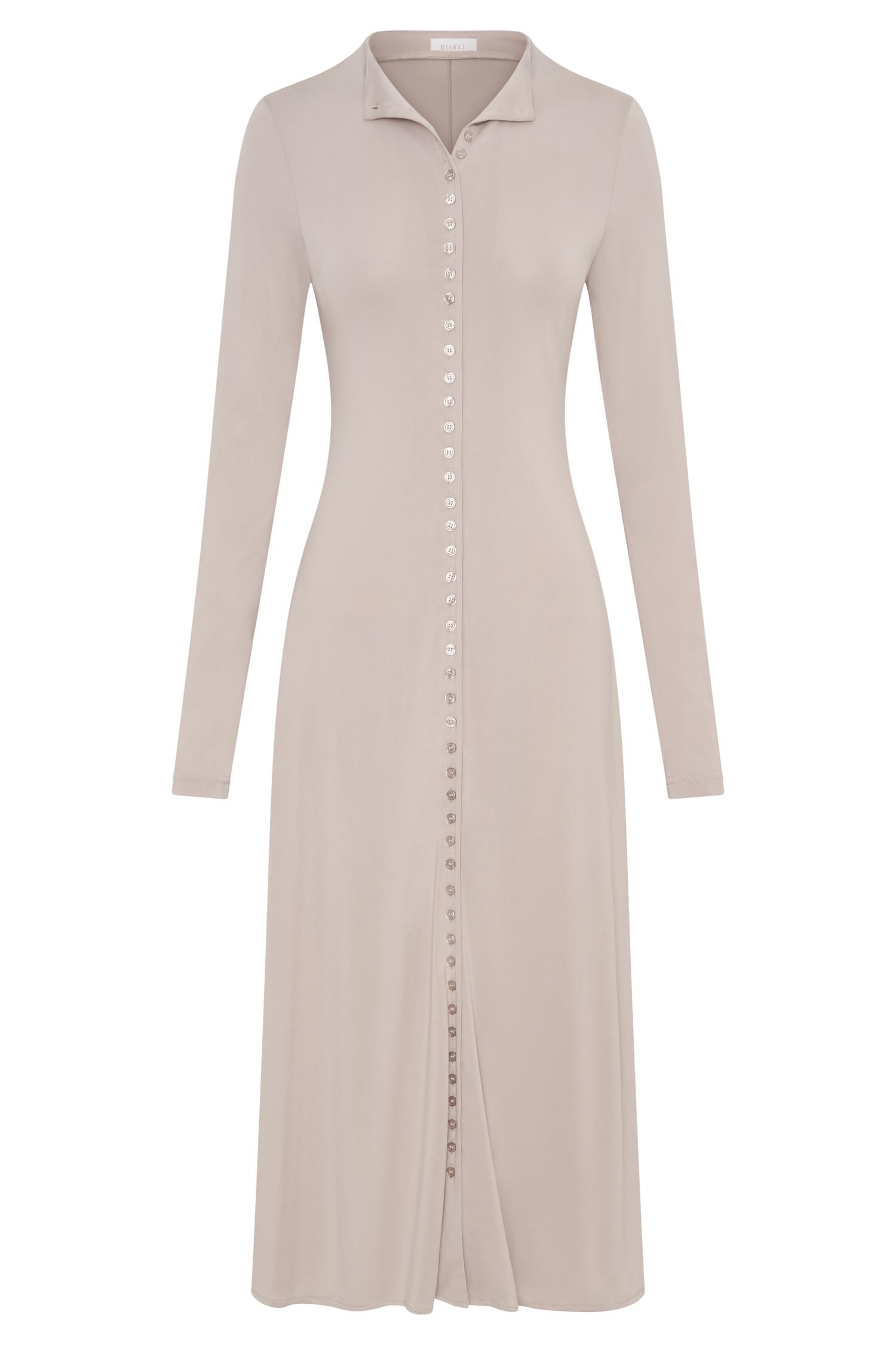Anders Peached Jersey Midi Dress - Taupe Product Image