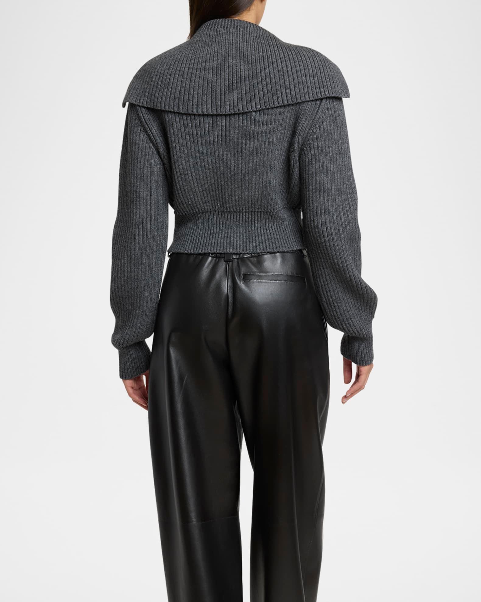 Ribbed Oversized Collar Cardigan Product Image