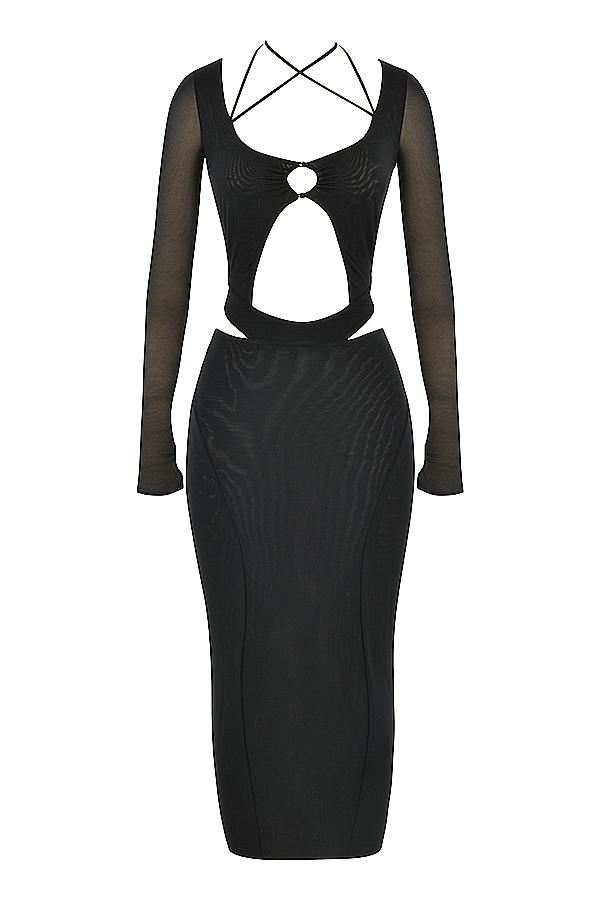 Marina  black cutout midi dress Product Image
