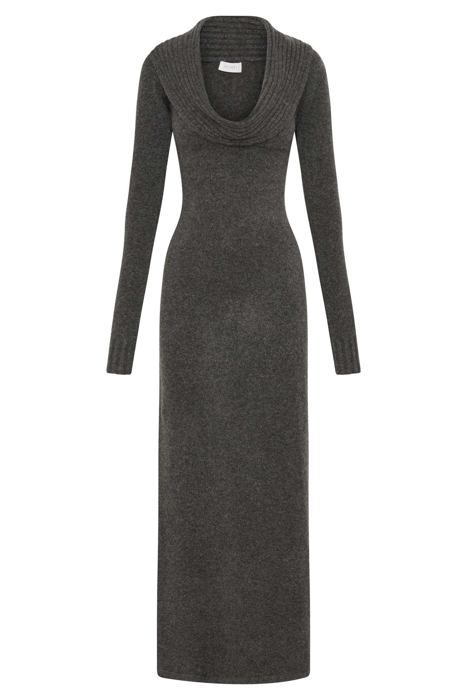 Alessandra Reversible Knit Maxi Dress - Charcoal Marle Product Image