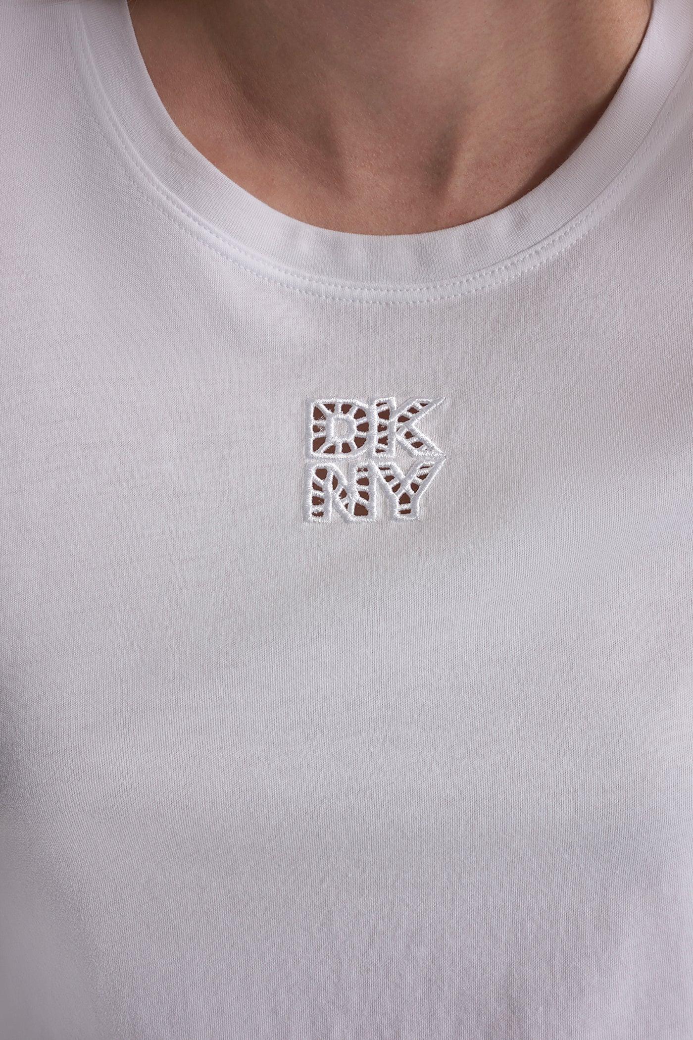 DKNY STACKED EYELET LOGO TEE Product Image