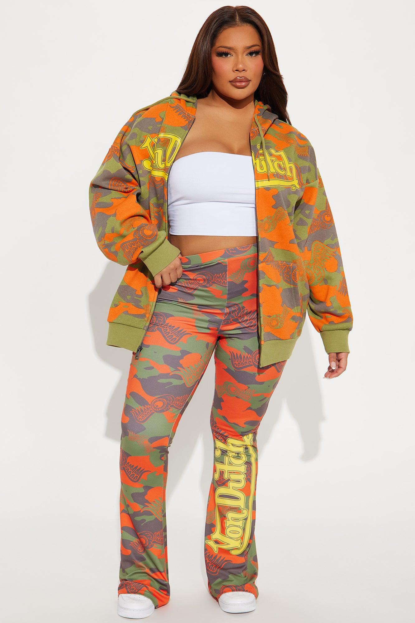 Von Dutch Embroidered Camo Flare Pant - Olive/combo Product Image