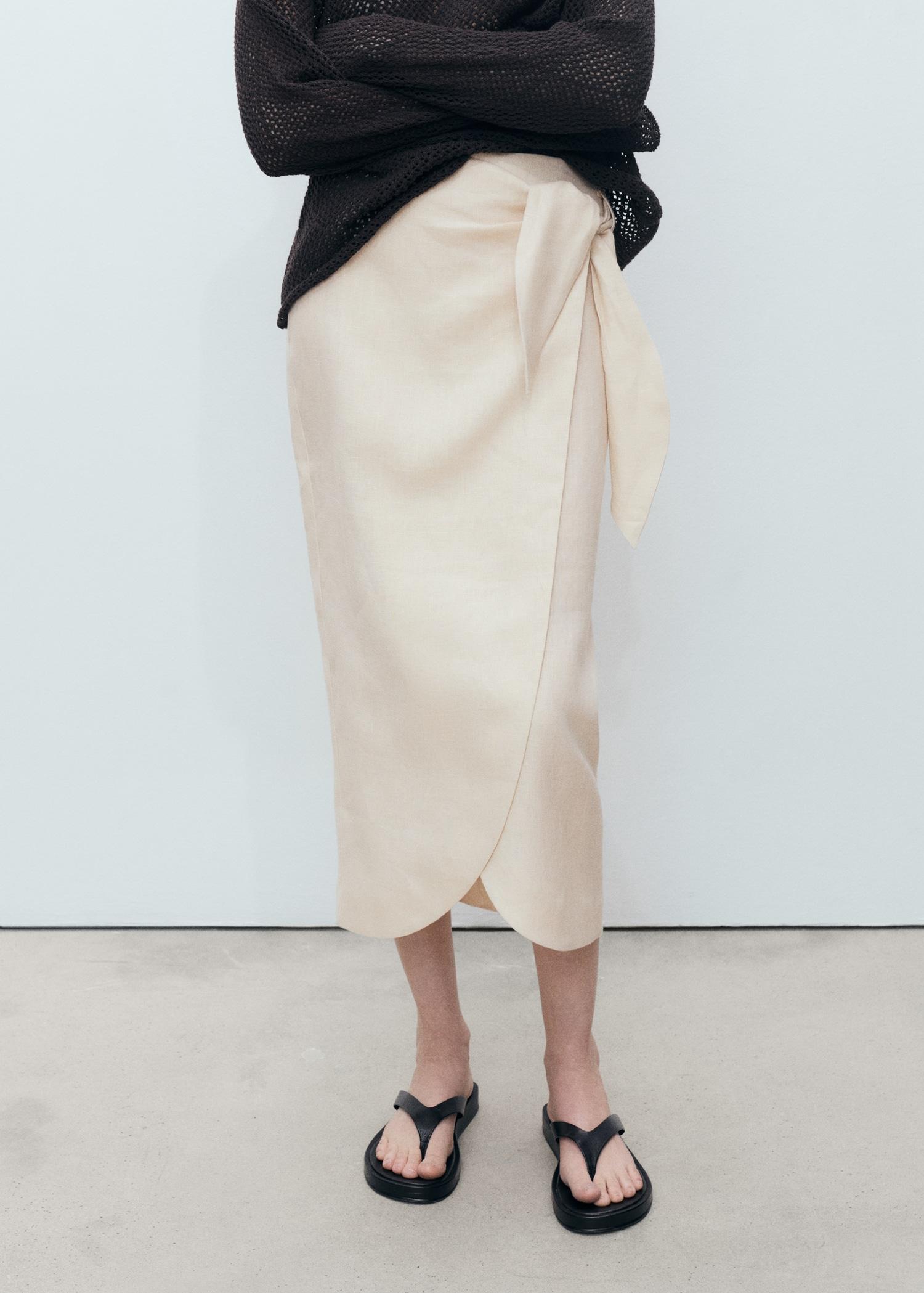 Linen sarong skirt - Women | MANGO USA Product Image
