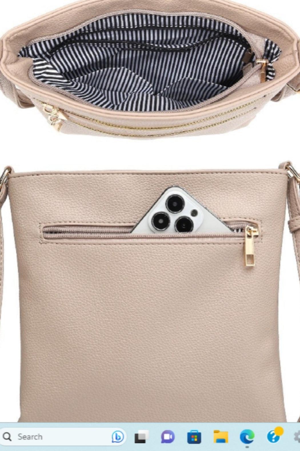 Fashion Zip Pocket Crossbody Bag in Lilac Product Image