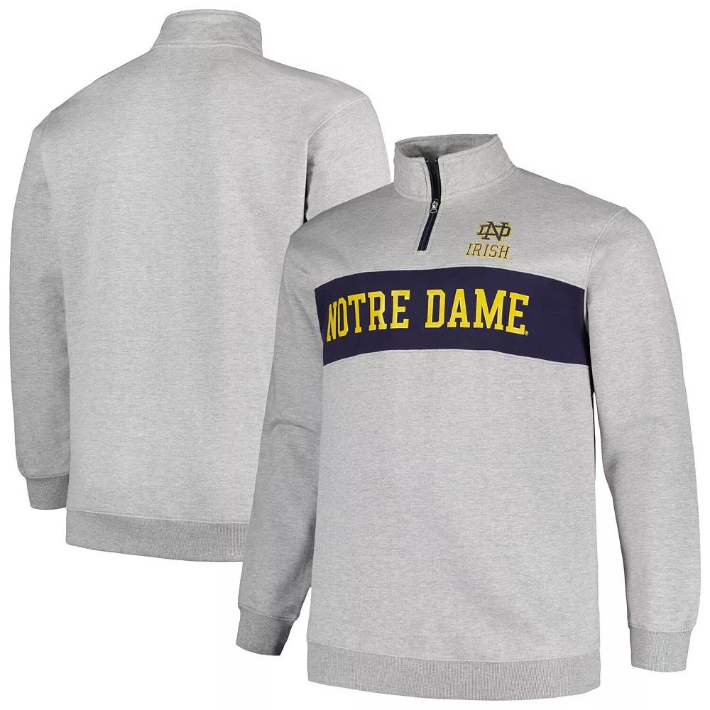 Men's Profile Heather Gray Notre Dame Fighting Irish Big & Tall Fleece Quarter-Zip Jacket, Size: 5XB, Grey Product Image