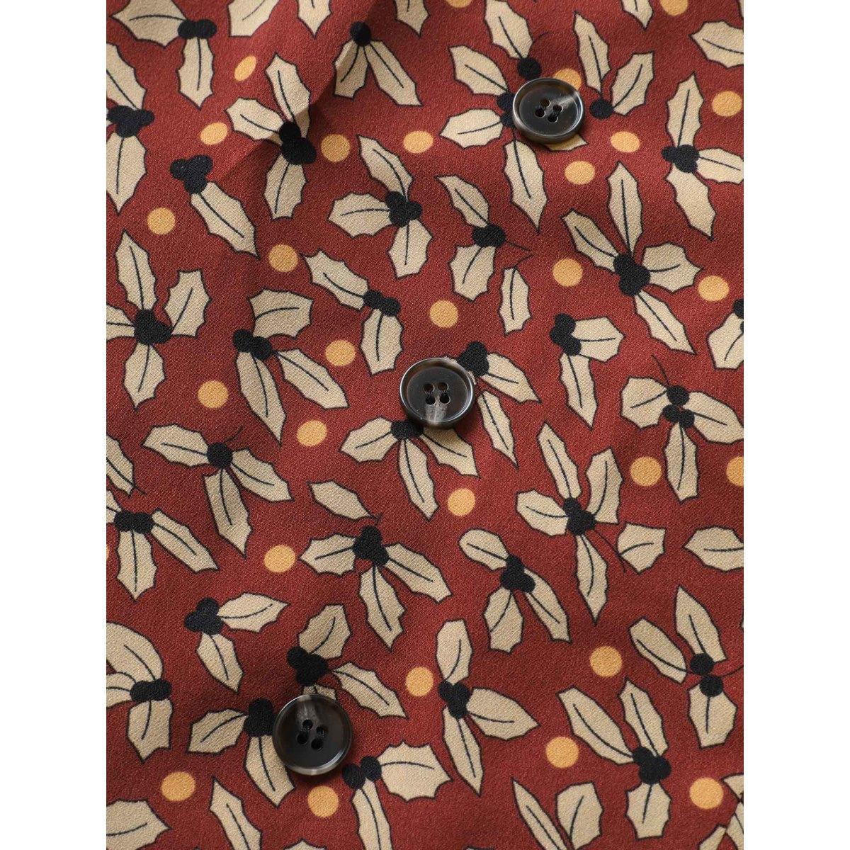 Plus Size Geometric Graphic Button Detail Pocket Dress Burgundy Women At the Office Non V-neck Short sleeve Curvy Midi Dress BloomChic 14-16/1X Product Image