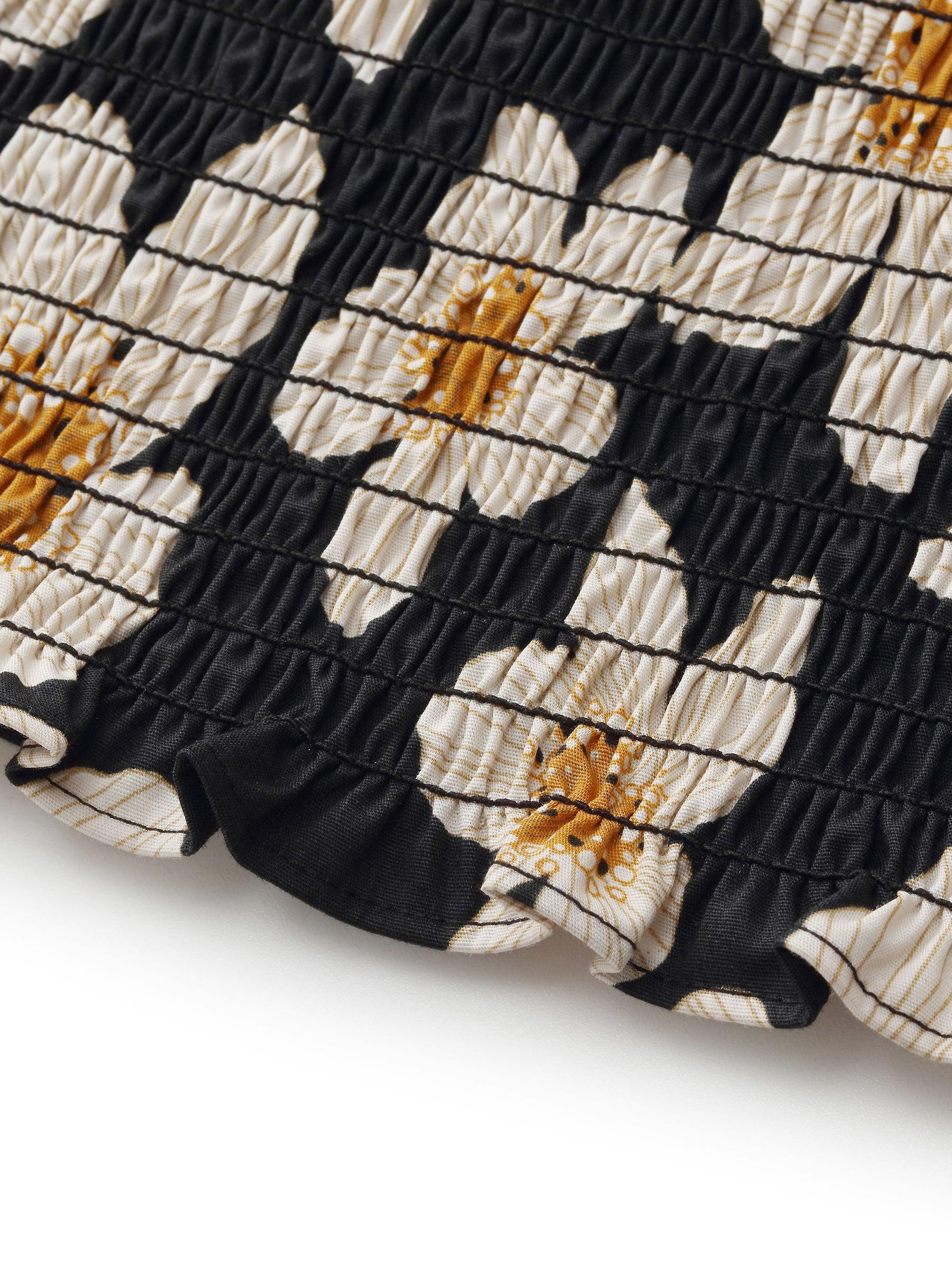 Cotton Stretch Floral Print Women Smocked Top Product Image