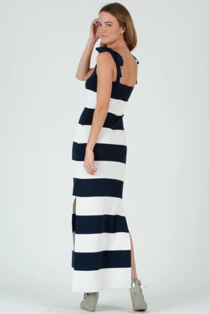 Horizontal Navy & White Striped Dress Product Image