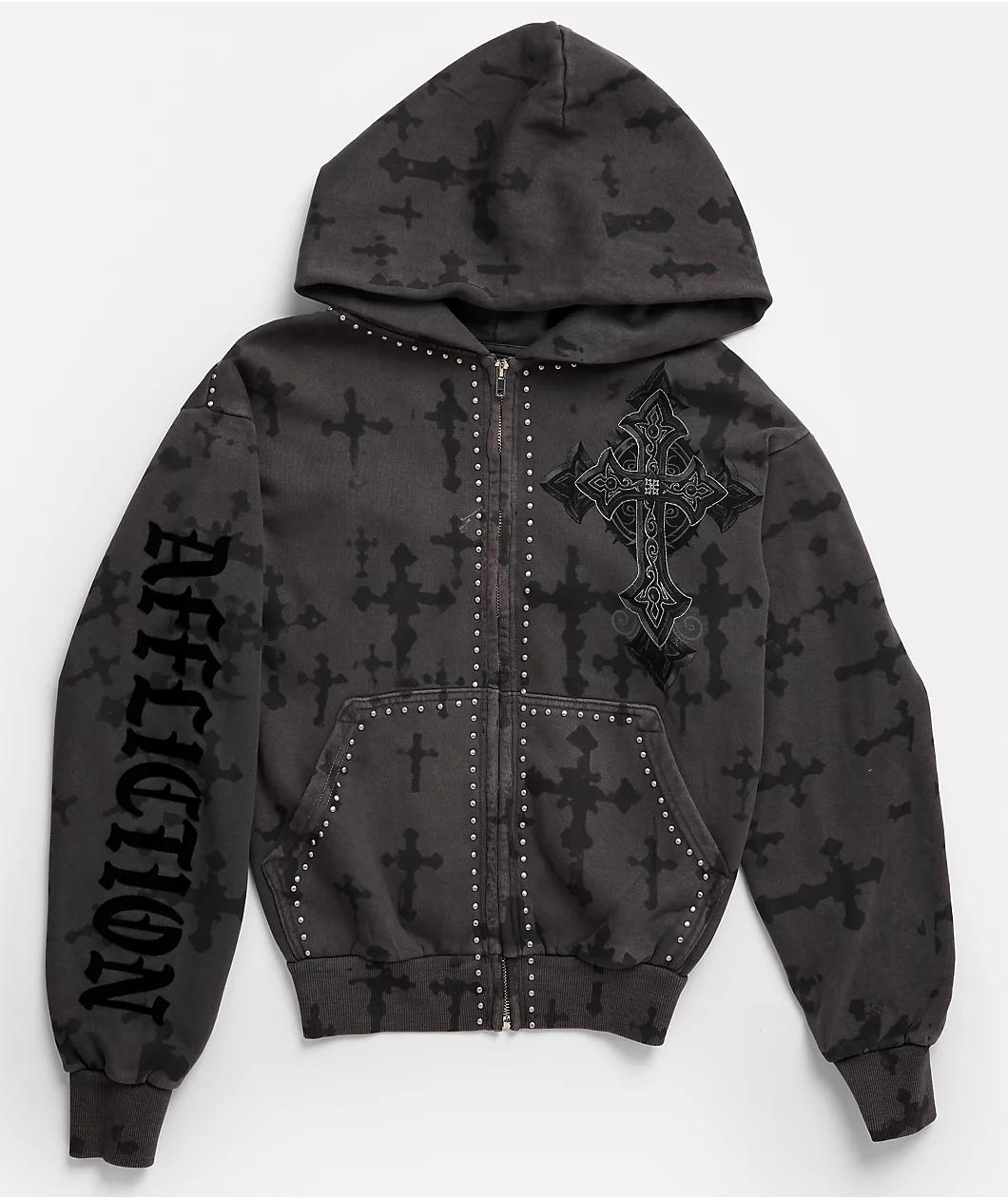 Affliction Stone Grail Grey Zip Hoodie Product Image