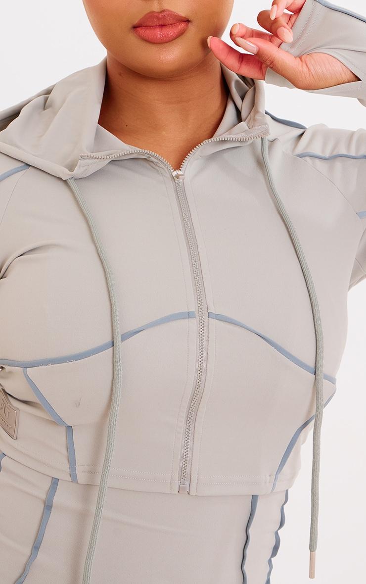 Plus Grey Sculpt Contrast Seam Crop Gym Jacket Product Image