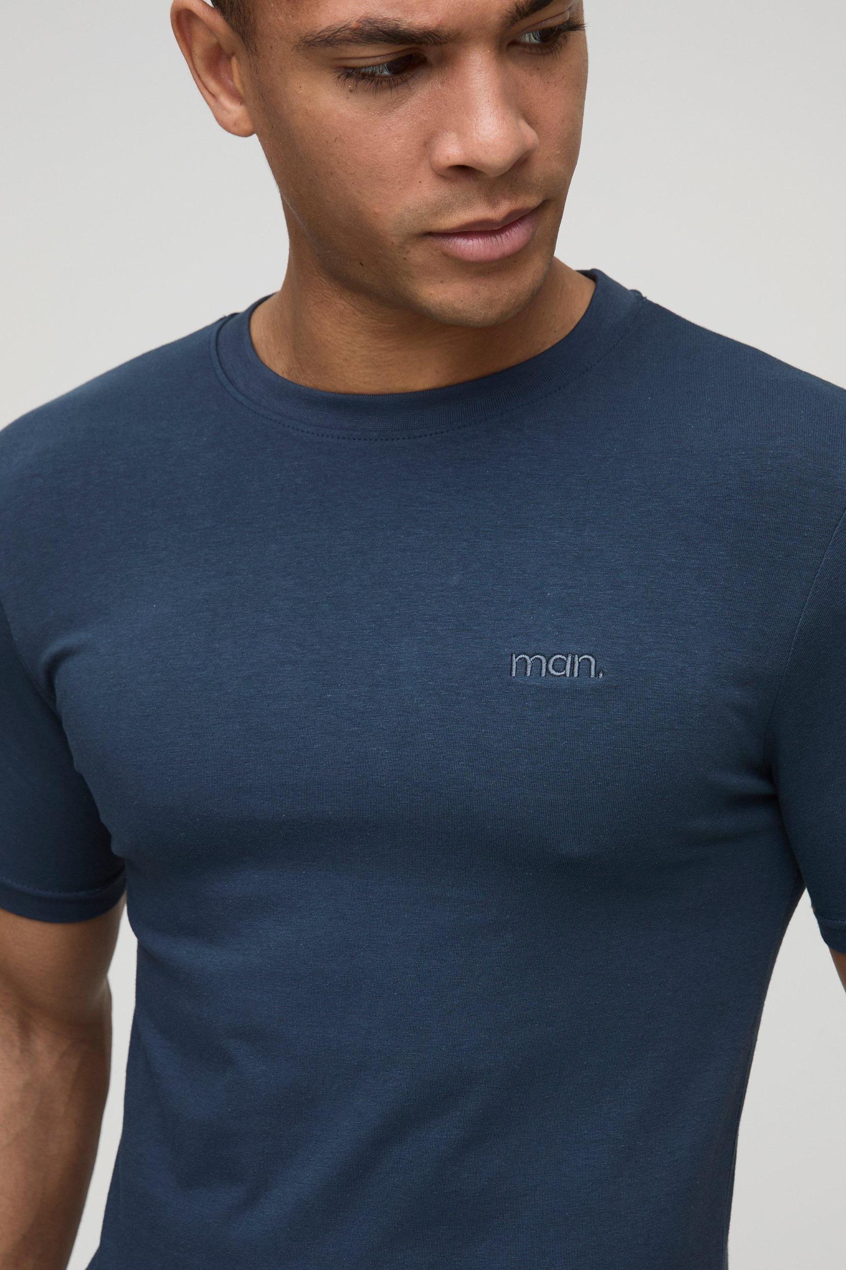 MAN. Basic Muscle Fit Crew Neck T-Shirt | boohooMAN USA Product Image