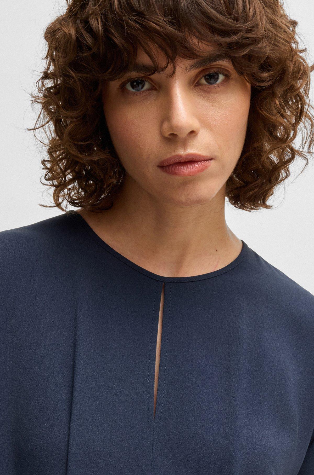 Mixed-material dress with button-tab waist Product Image