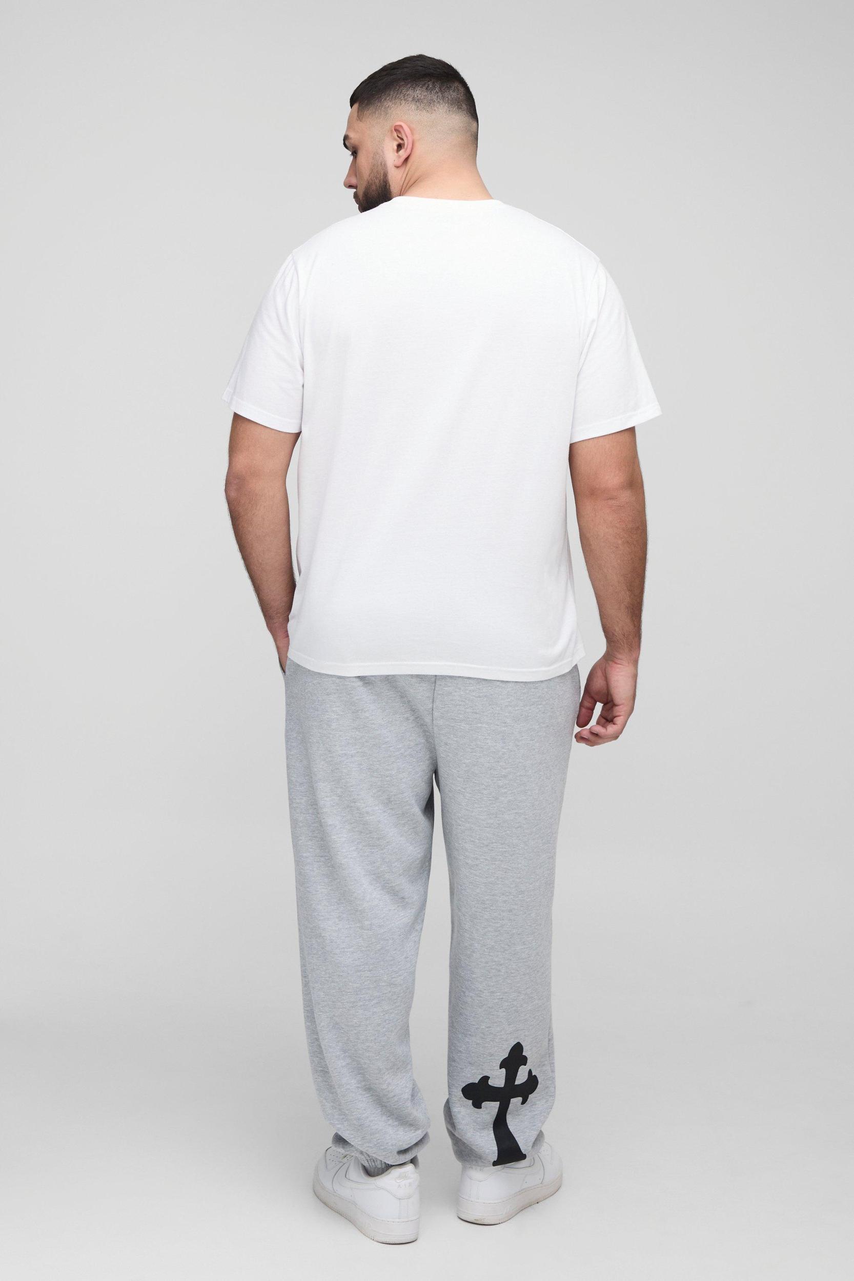 Plus Cross Print Oversized Sweatpants | boohooMAN USA Product Image