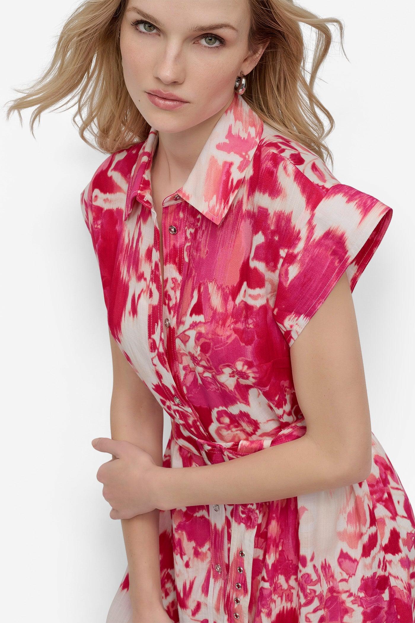 BELTED FLORAL SHIRT DRESS Product Image