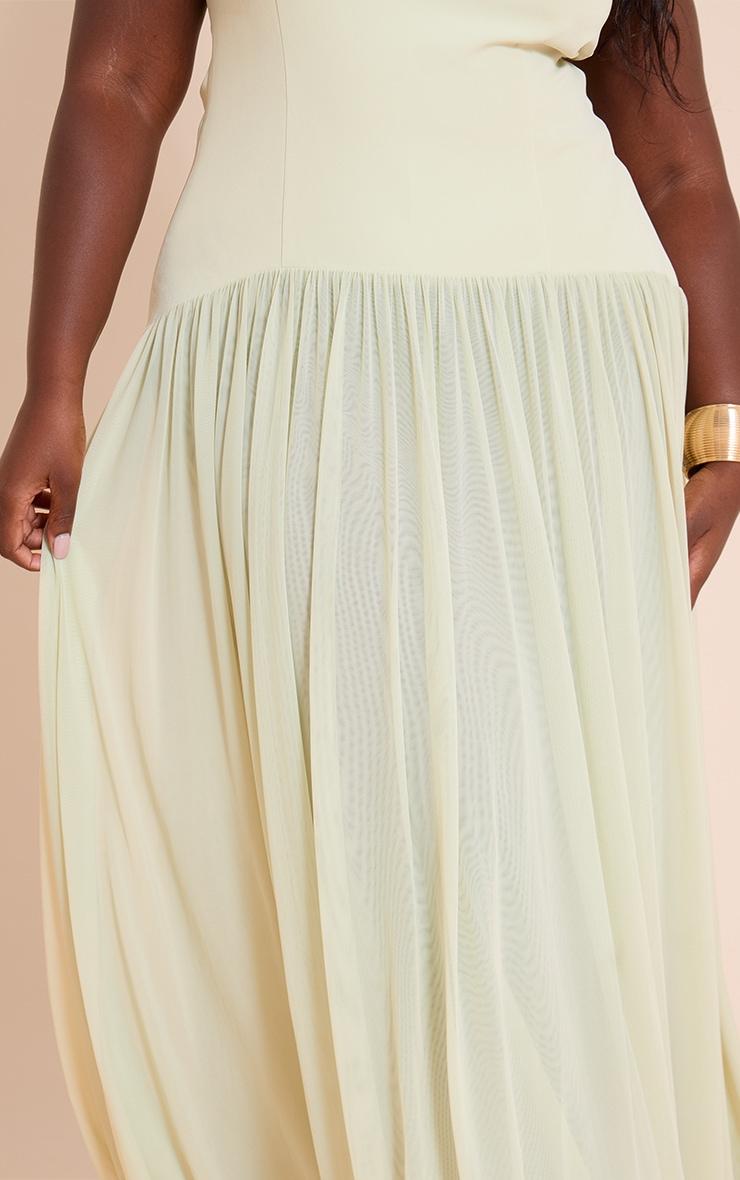 Plus Sage Bandeau Chiffon Pleated Maxi Dress Product Image