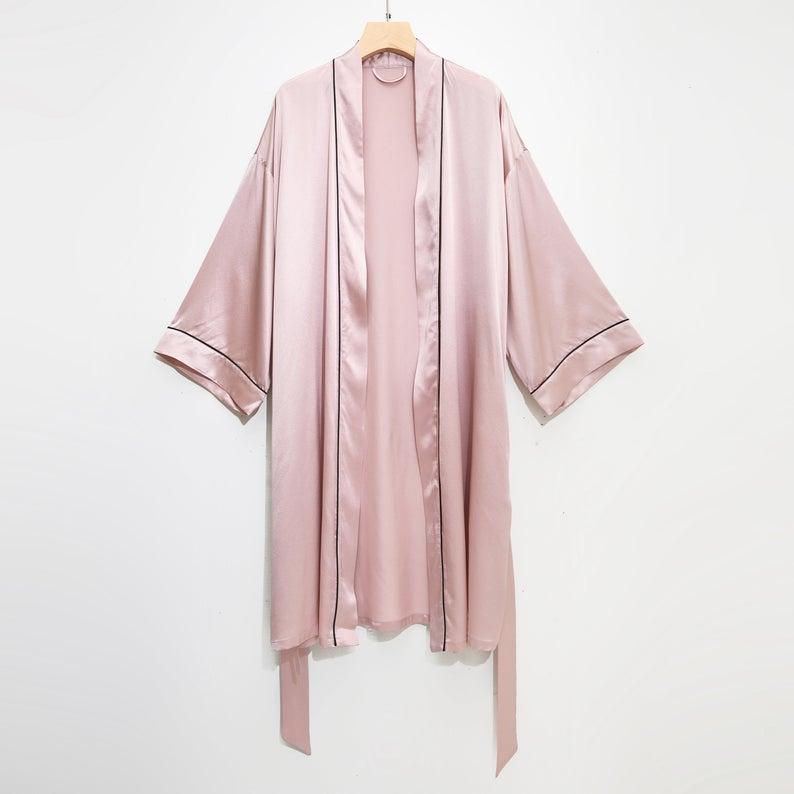Gift Set | Pure Silk Grey Kimono Robe & Slip Dress | 22 Momme | Float Collection Product Image