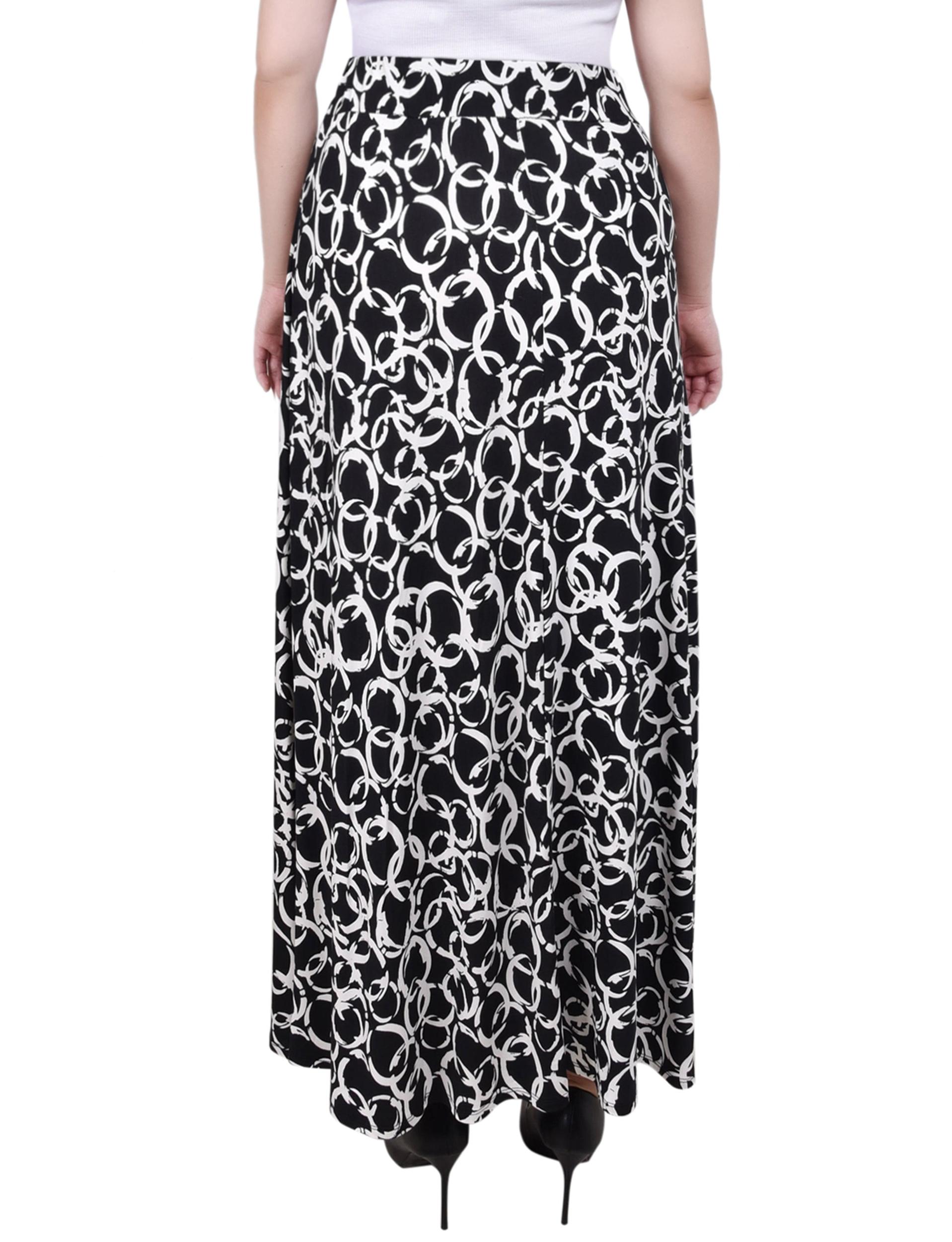 Black White Circle Chain Ring Detail Midi-Length Skirt - Petite Product Image