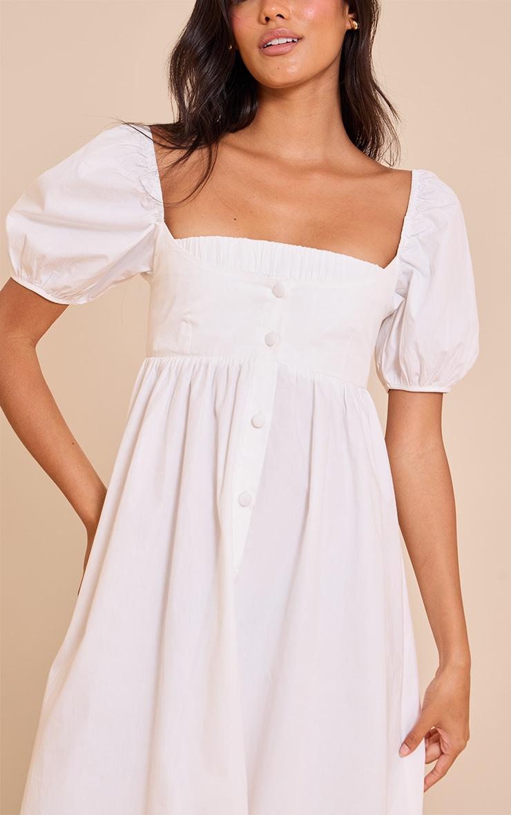 White Cotton Button Down Smock Dress Product Image