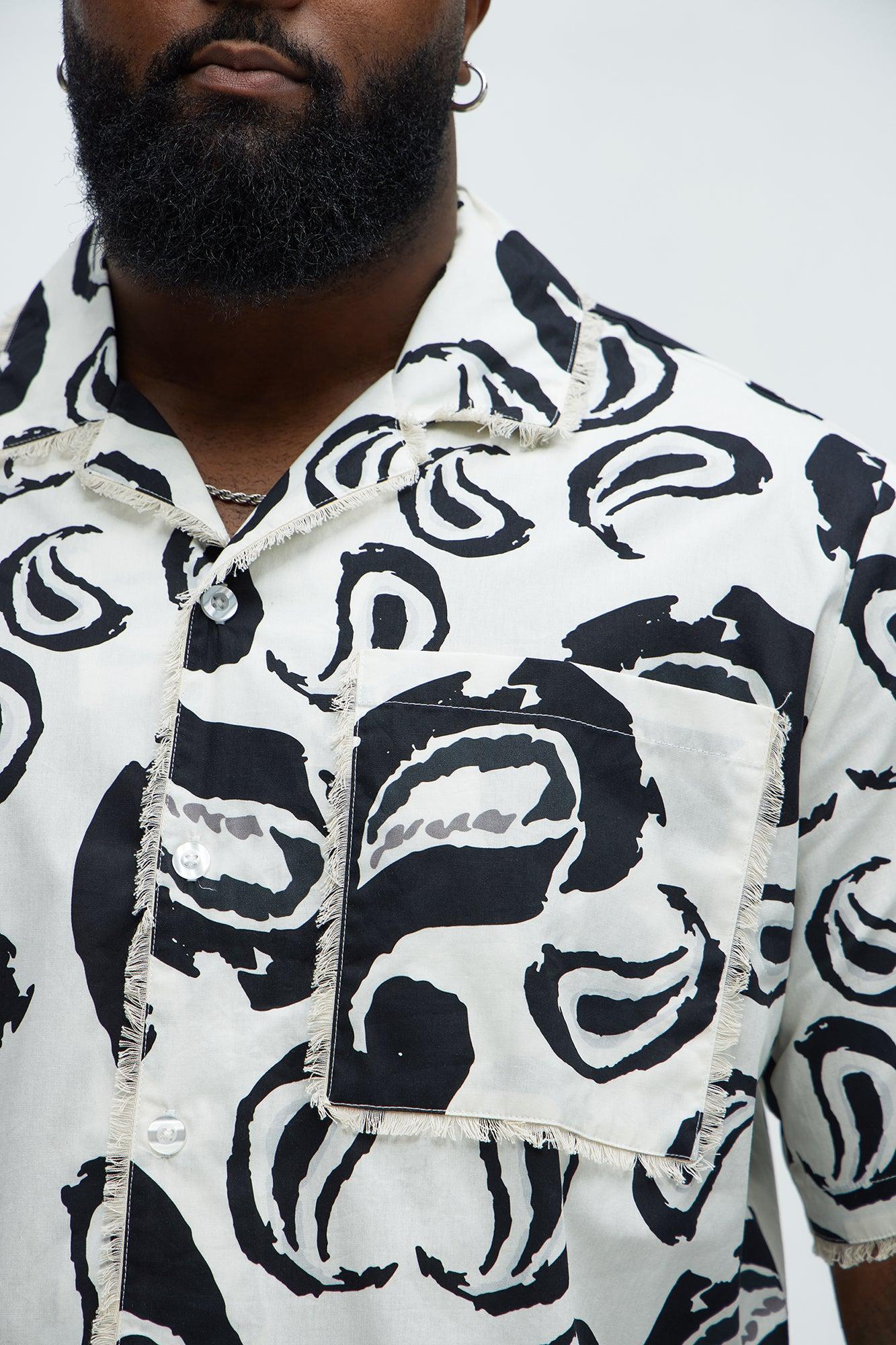 Paisley Print Frayed Shirt - White/combo Product Image